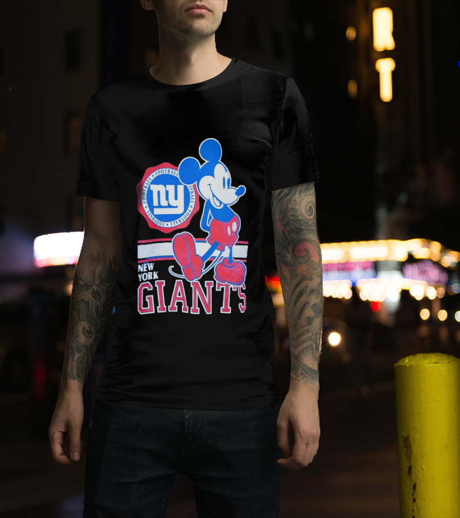 Mickey Mouse New York Giants Football NY Sports Fan T-Shirt