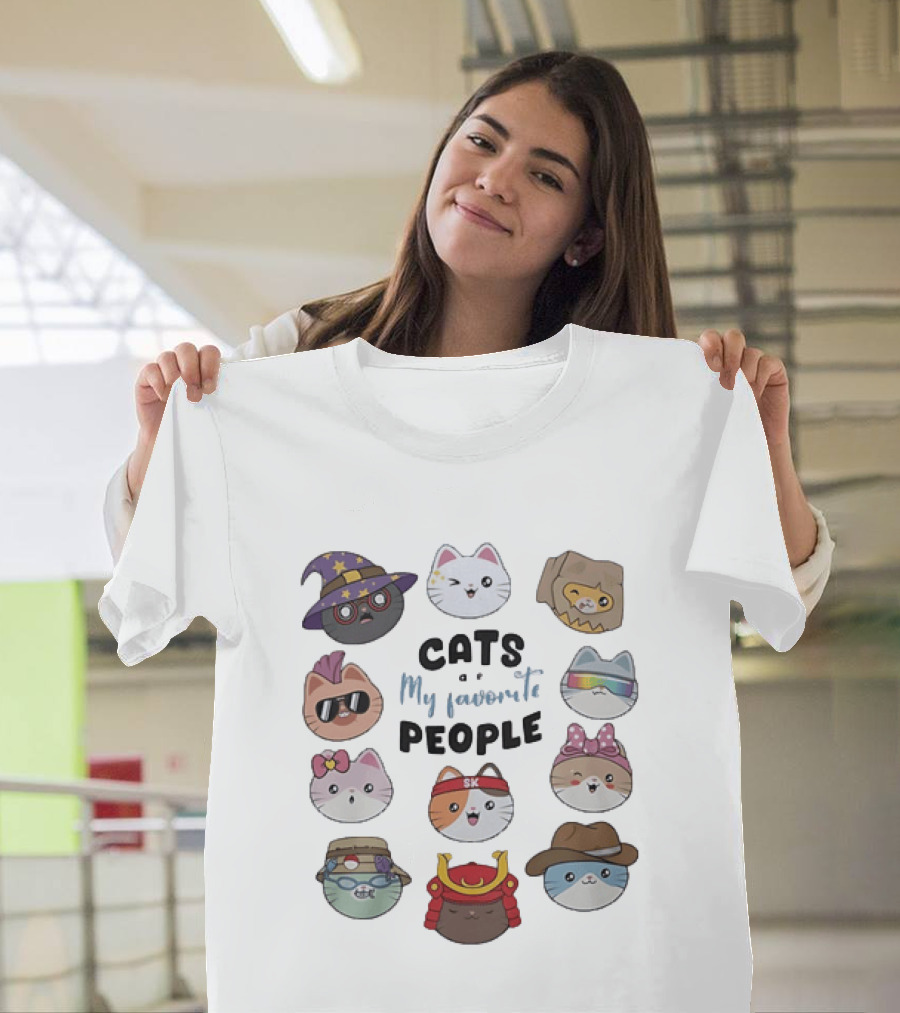 Cats Are My Favorite People Cute Wizard Ninja Cowboy Kawaii Kittens T-Shirt