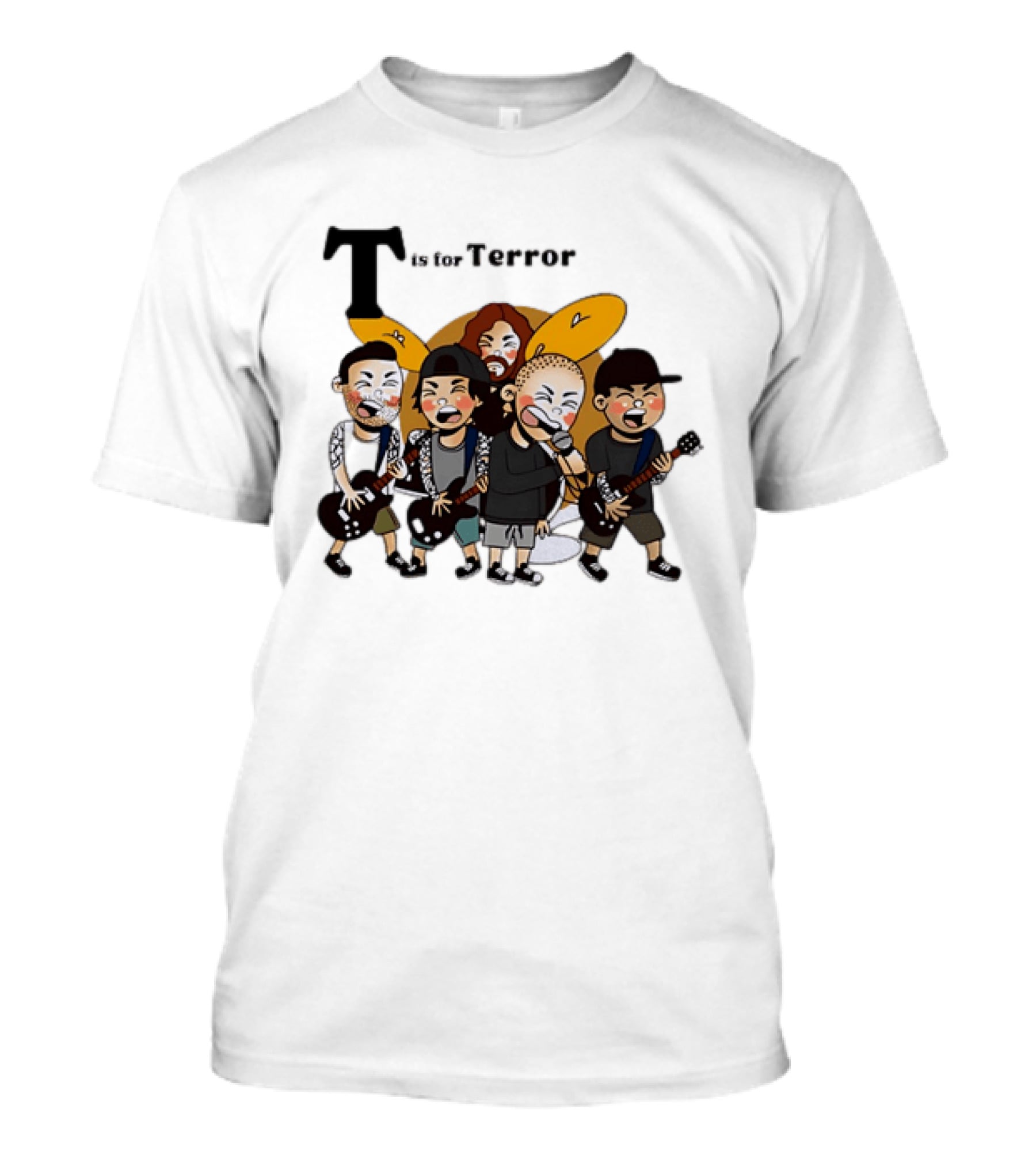 T Is For Terror Cartoon Punk Rock Band Music T-Shirt