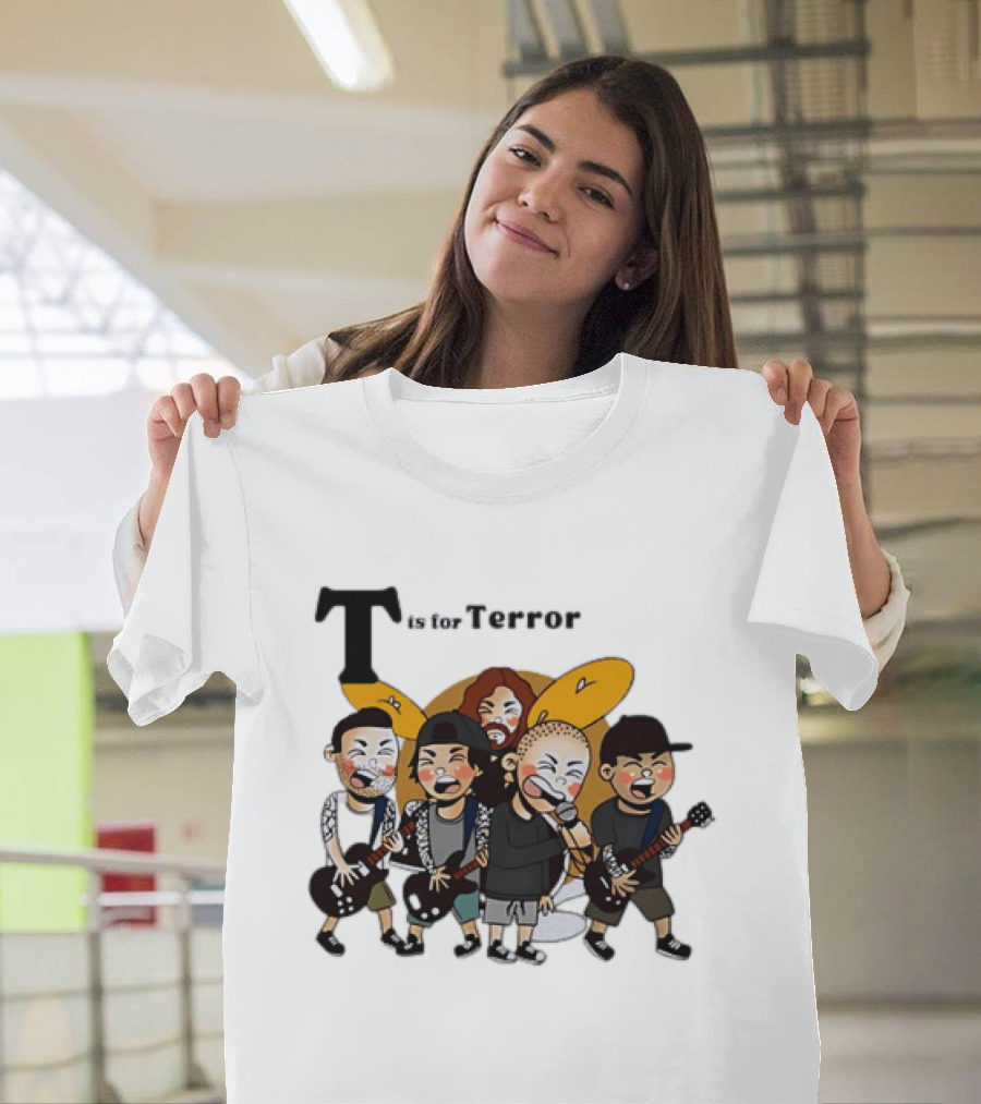 T Is For Terror Cartoon Punk Rock Band Music T-Shirt