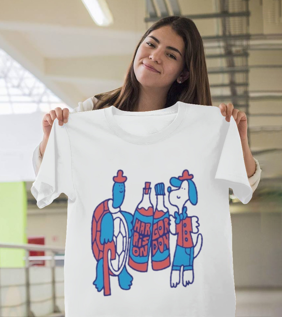 Harrison Gordon Honey TV Turtle Dog Duo With Bottles T-Shirt