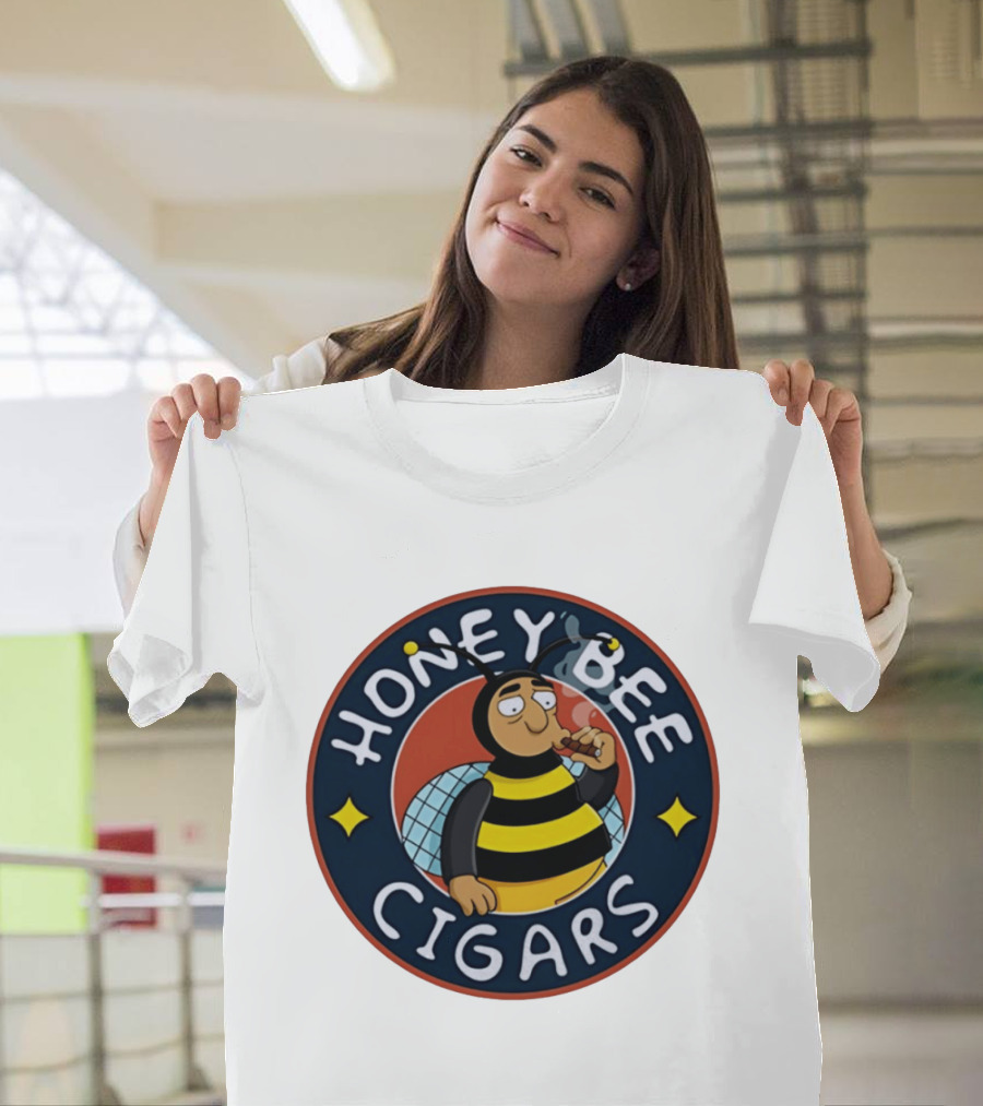 Honey Bee Cigars Smoking Cartoon Bee T-Shirt