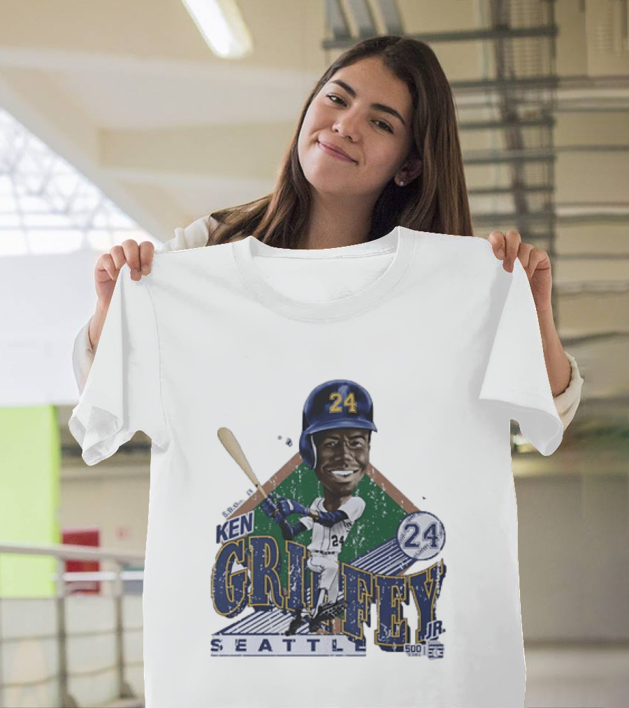 Ken Griffey Jr 24 Seattle Mariners 500 HR Club Distressed T-Shirt