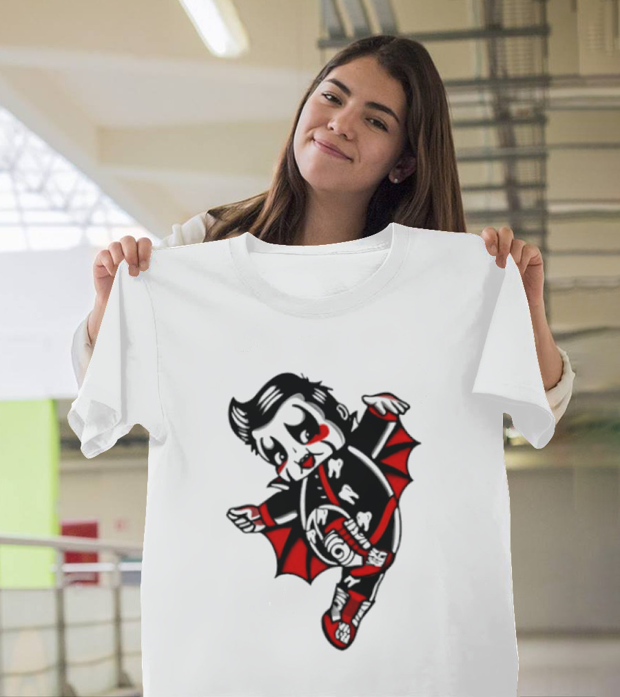 Little Vampire Kewpie Doll With Wings Teeth And Red Details T-Shirt