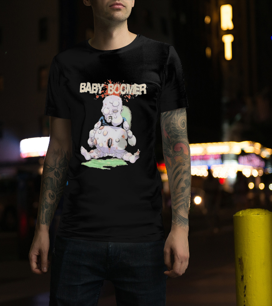 Baby Boomer Zombie Mutant Infant Horror Creepy Cartoon Character Rugged T-Shirt