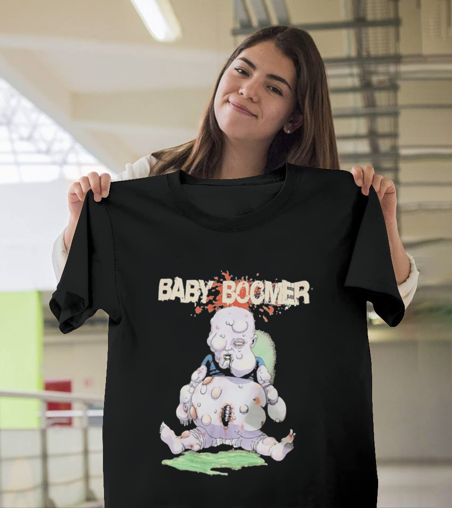 Baby Boomer Zombie Mutant Infant Horror Creepy Cartoon Character Rugged T-Shirt