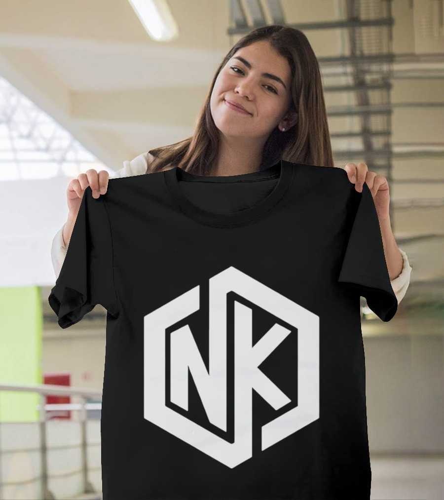NK Minimalist Hexagon Symbol White Marble Effect T-Shirt