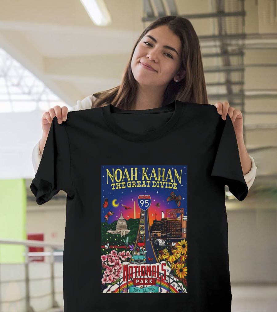 Noah Kahan The Great Divide Nationals Park July 22 2026 Washington D C Interstate 95 Capitol Flowers Butterflies T-Shirt