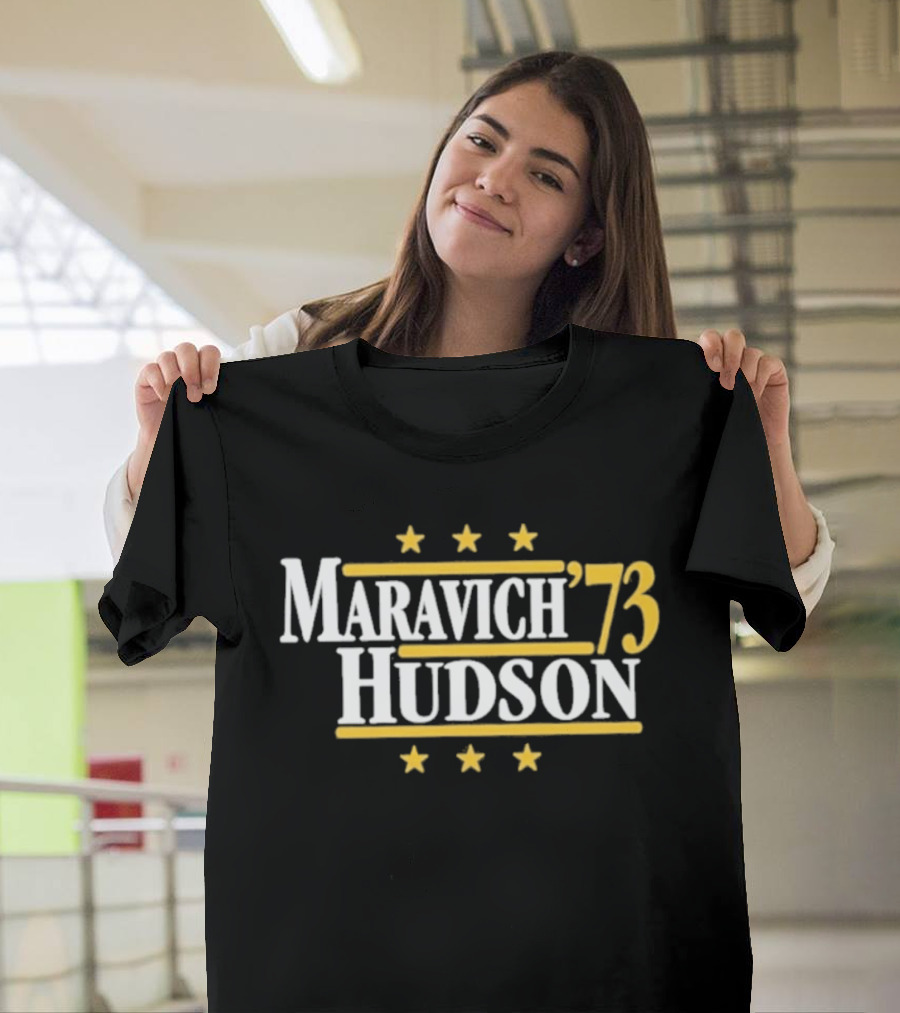 Maravich Hudson 1973 Atlanta Hawks Basketball Stars T-Shirt