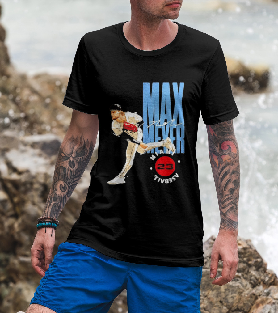 Max Meyer Miami Marlins Baseball 23 Stamp T-Shirt