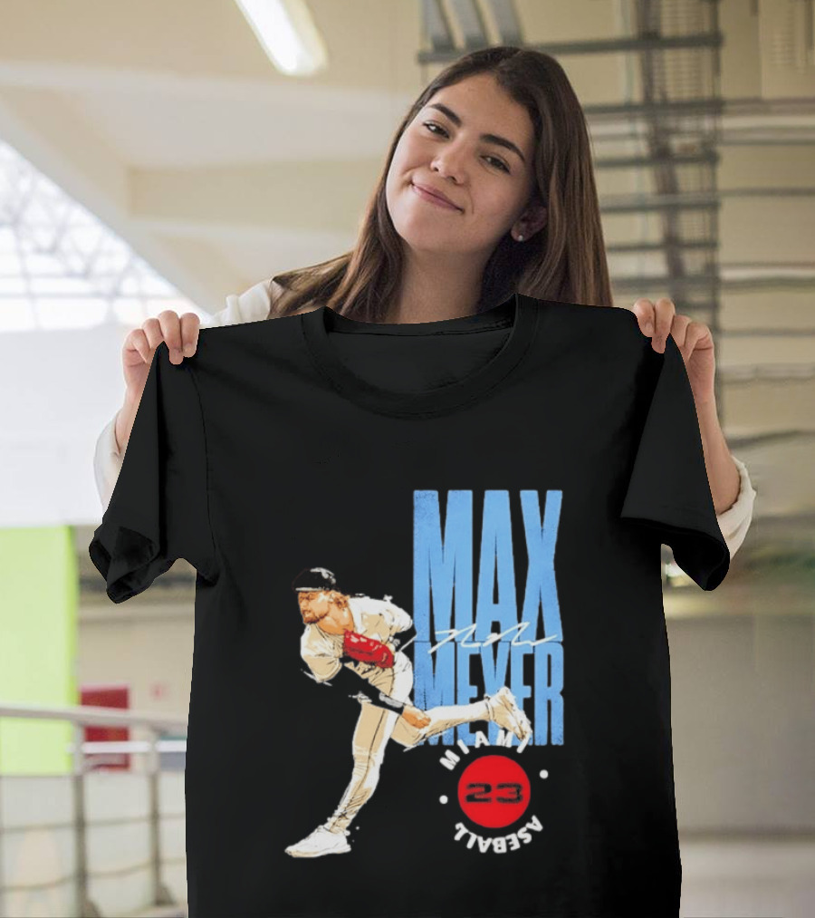 Max Meyer Miami Marlins Baseball 23 Stamp T-Shirt