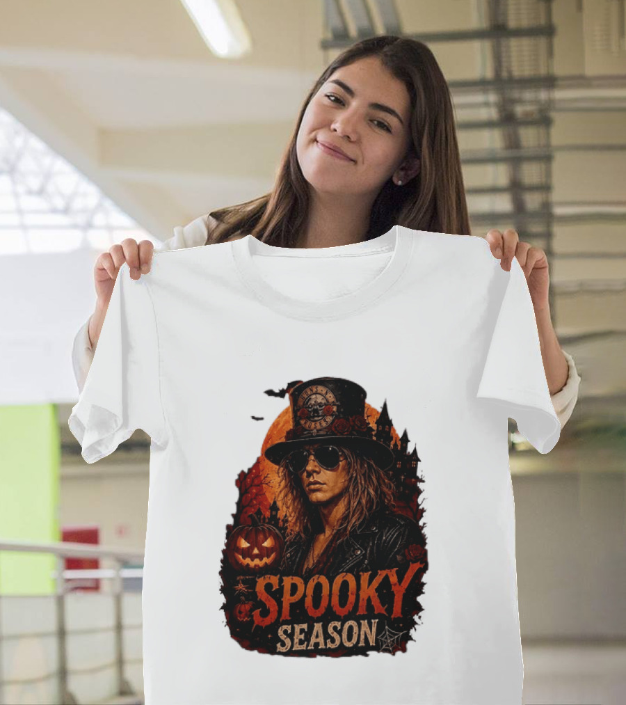 Spooky Season Buns N' Roses Halloween Pumpkin Slash T-Shirt