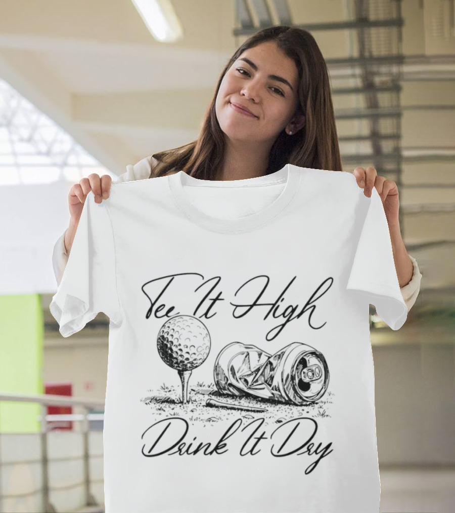Tee It High Drink It Dry Golf Ball And Beer Can Combo T-Shirt