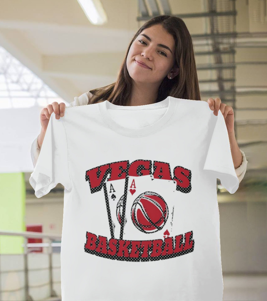 Vegas Basketball Poker Aces Playing Cards Red T-Shirt