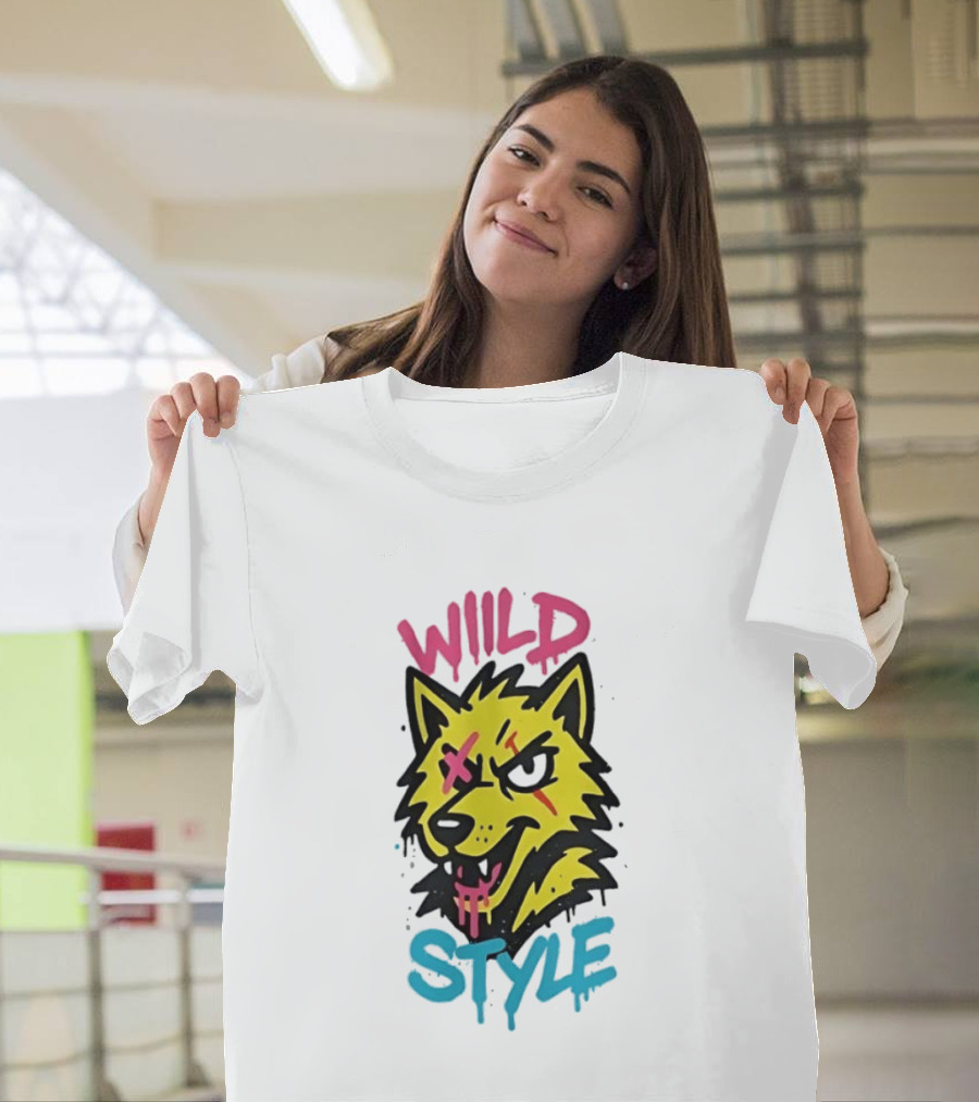 Wild Wolf Wild Style Graffiti Art Urban Streetwear T-Shirt