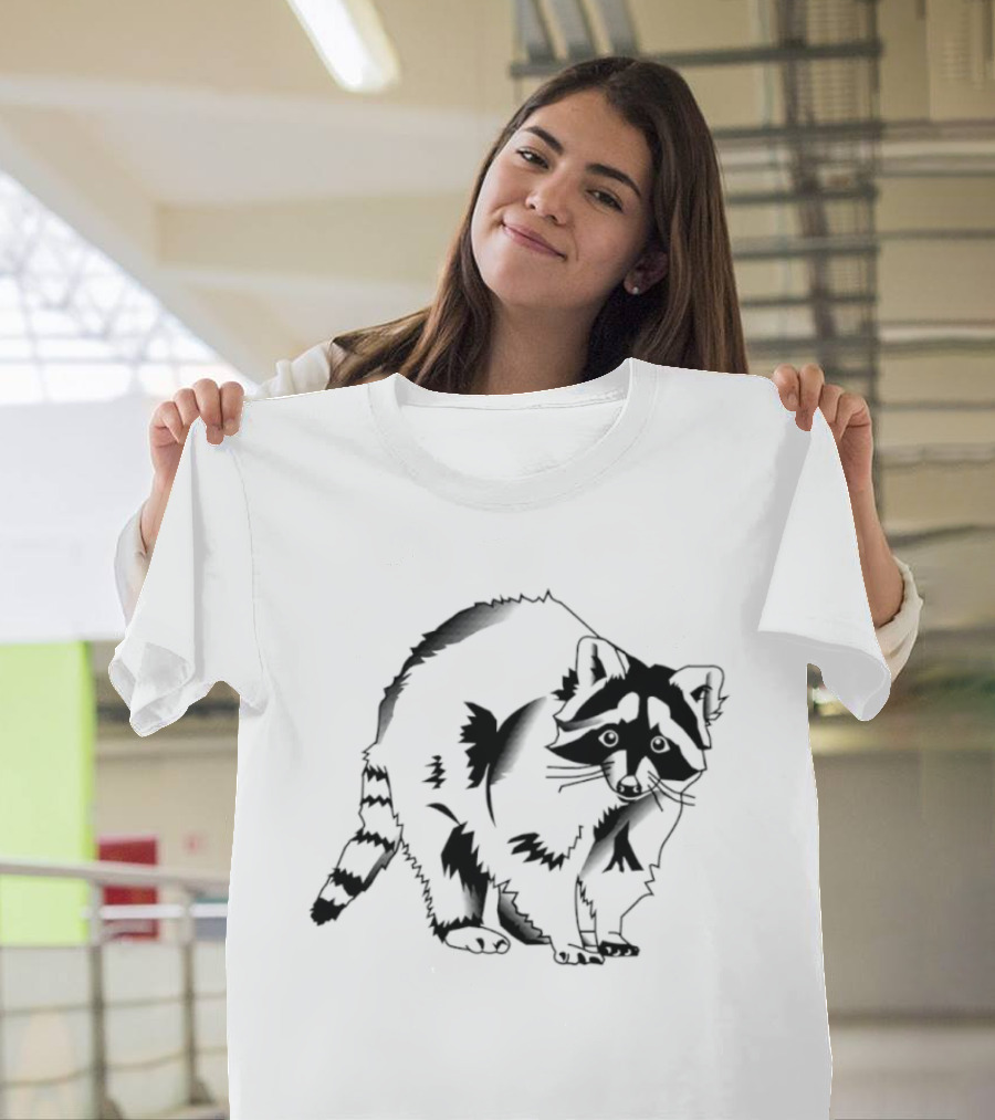 Raccoon Cartoon Forest Wildlife Woodland Creature Mammal Nature T-Shirt