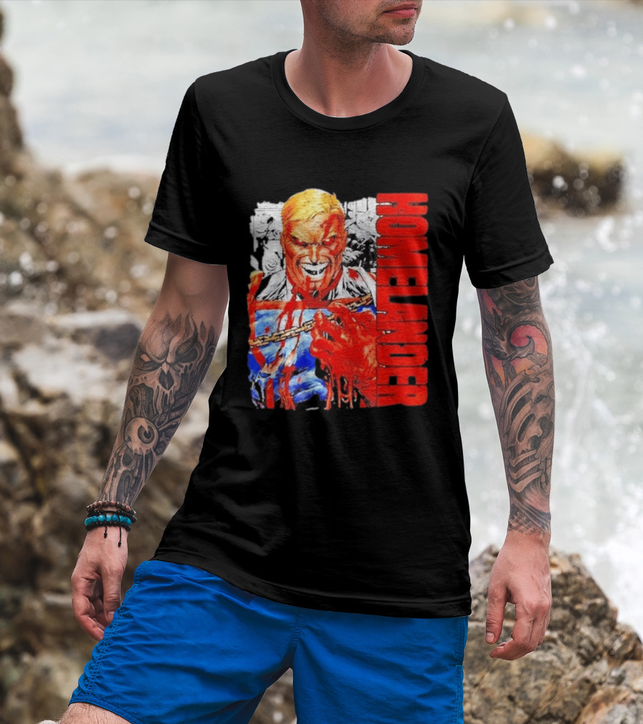 Homelander The Boys Superhero Cartoon Blood Splattered Image T-Shirt