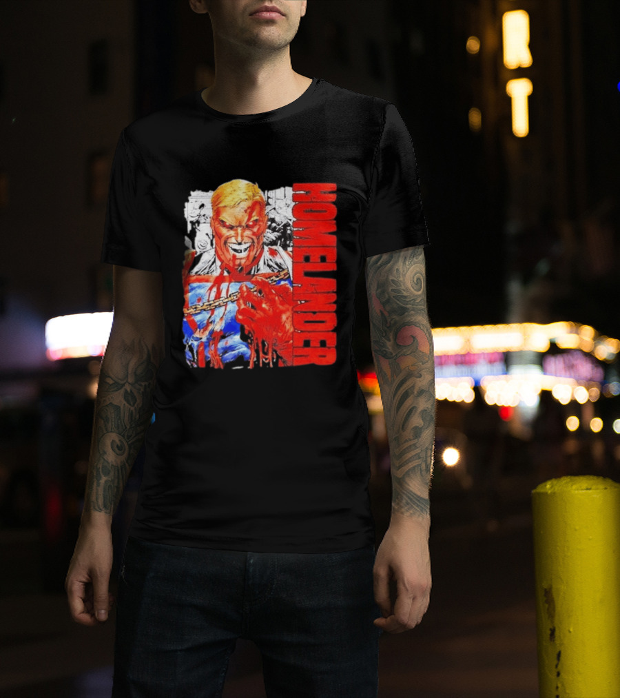 Homelander The Boys Superhero Cartoon Blood Splattered Image T-Shirt