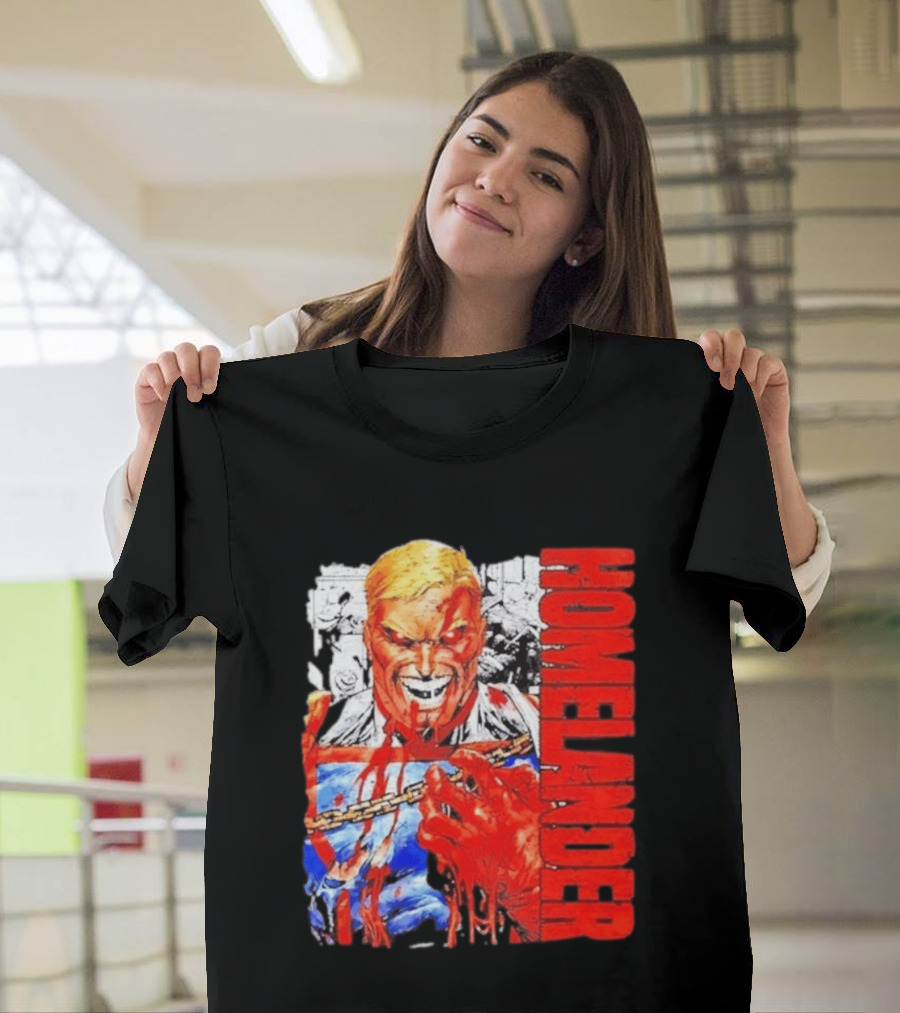 Homelander The Boys Superhero Cartoon Blood Splattered Image T-Shirt