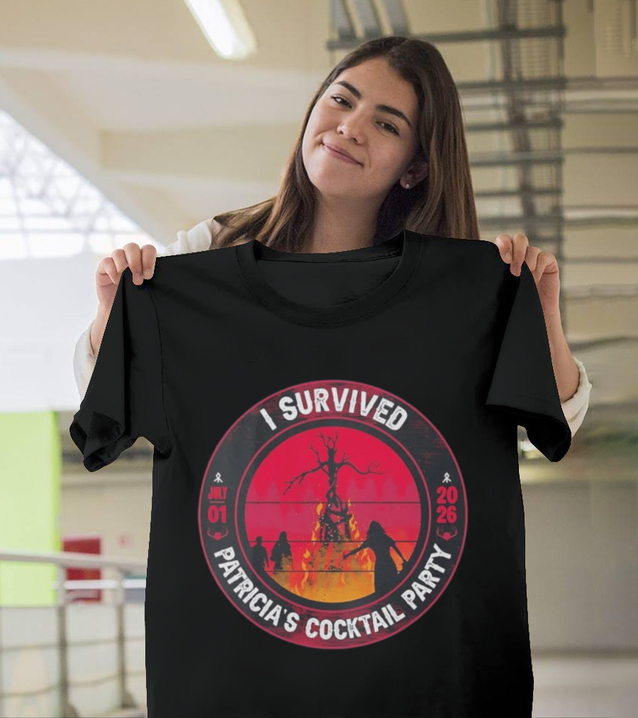 I Survived Patricia's Cocktail Party July 01 2026 Witchy Bonfire Dark Forest T-Shirt