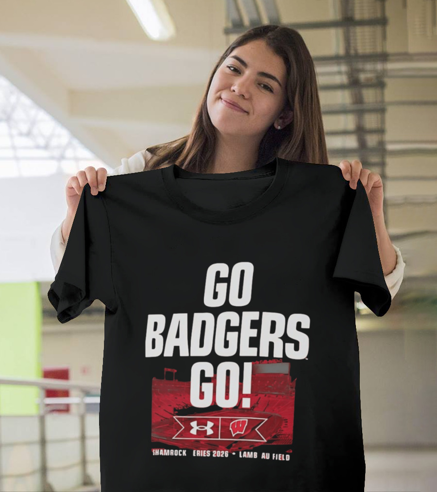 Wisconsin Badgers Go Badgers Go Shamrock Series 2026 Lambeau Field Under Armour T-Shirt
