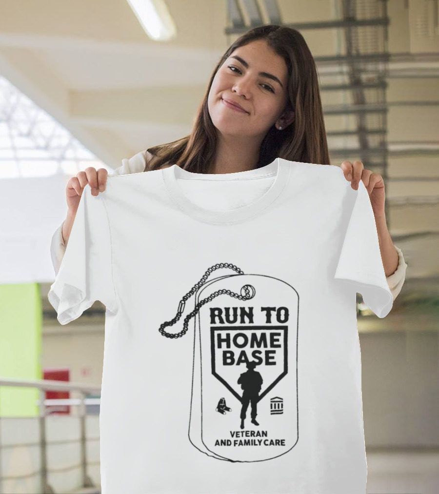 Run To Home Base Veteran And Family Care Dog Tag T-Shirt