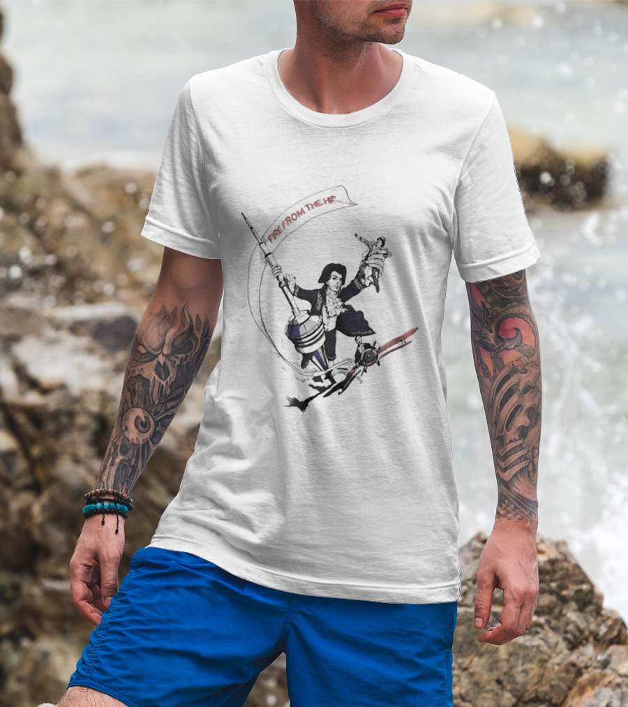 Fire From The Hip Surrealist Surreal Gun Wielding Figure Banner T-Shirt