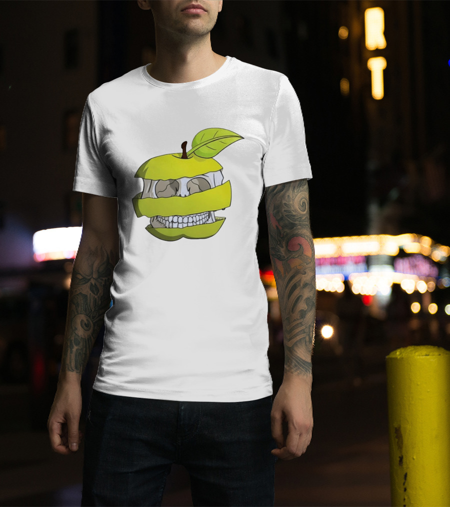 Skull Apple Forbidden Fruit Creative Slice T-Shirt