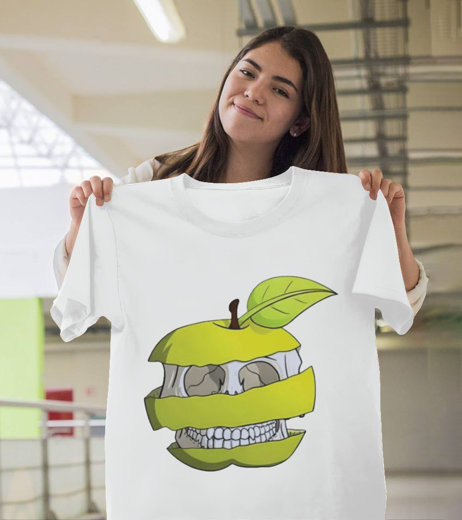 Skull Apple Forbidden Fruit Creative Slice T-Shirt