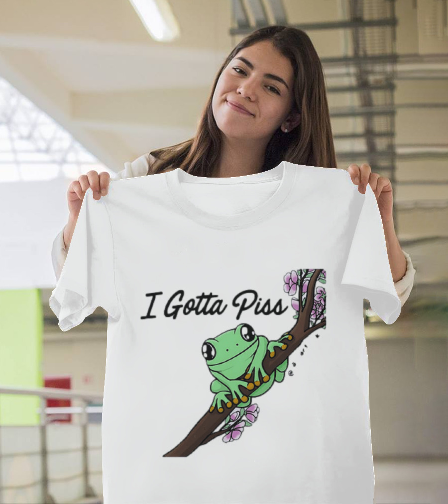 I Gotta Piss Frog On Branch With Flowers T-Shirt