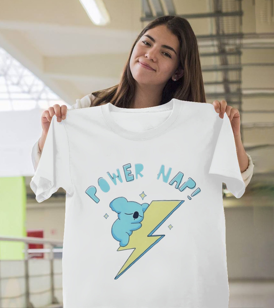 Koala Power Nap Sleeping On Lightning Bolt T-Shirt