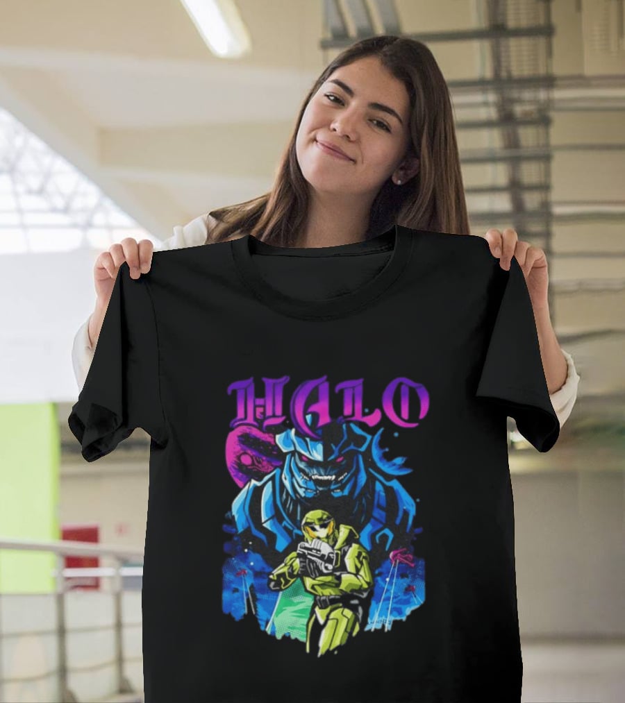Halo Master Chief Arbiter Video Game Battle Scene T-Shirt
