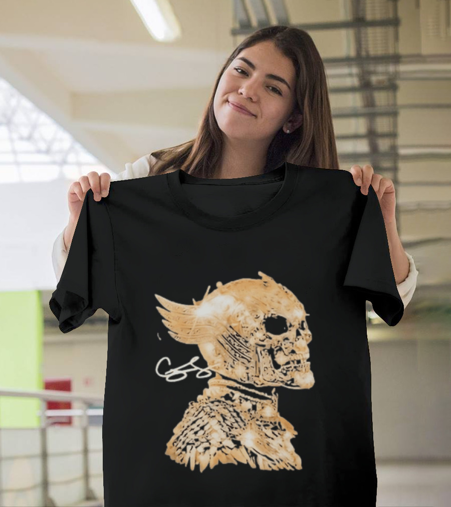 Chris Brown Gold Skull Breezy Wings And Feathers T-Shirt