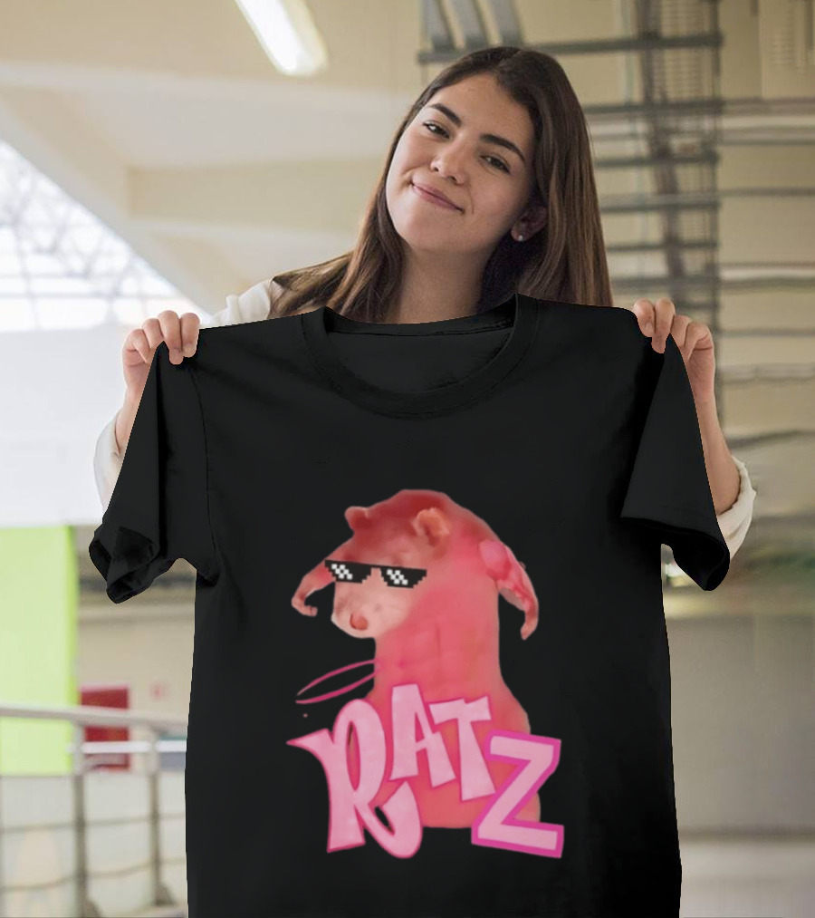 RATZ Muscular Pink Toned Rat Pixel Thug Life Sunglasses Bratz Doll T-Shirt