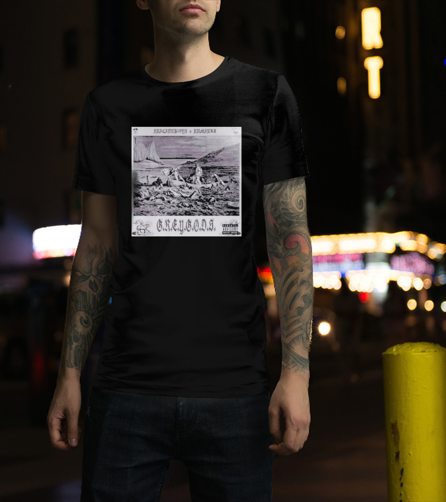 SUPREMEBOYZ X RAMIREZ G.R.E.Y G.O.D.S Album Cover Art PARENTAL ADVISORY Explicit Content T-Shirt