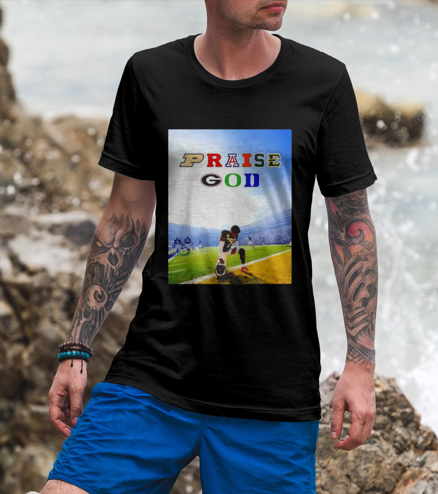 Texas AM Football Player No 7 Praise God Stadium Scene T-Shirt