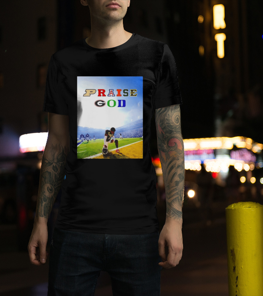 Texas AM Football Player No 7 Praise God Stadium Scene T-Shirt