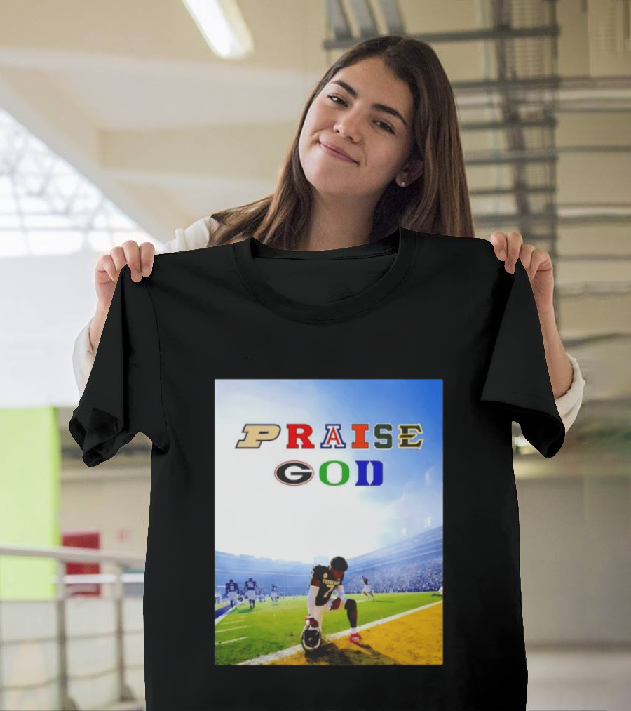 Texas AM Football Player No 7 Praise God Stadium Scene T-Shirt