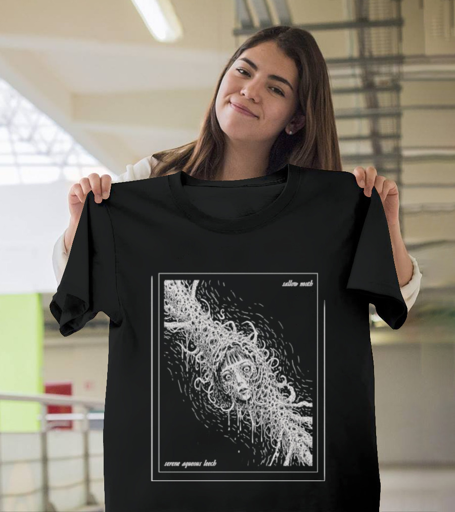 Sallow Moth Serene Aqueous Leech Surreal Horror Waveform T-Shirt