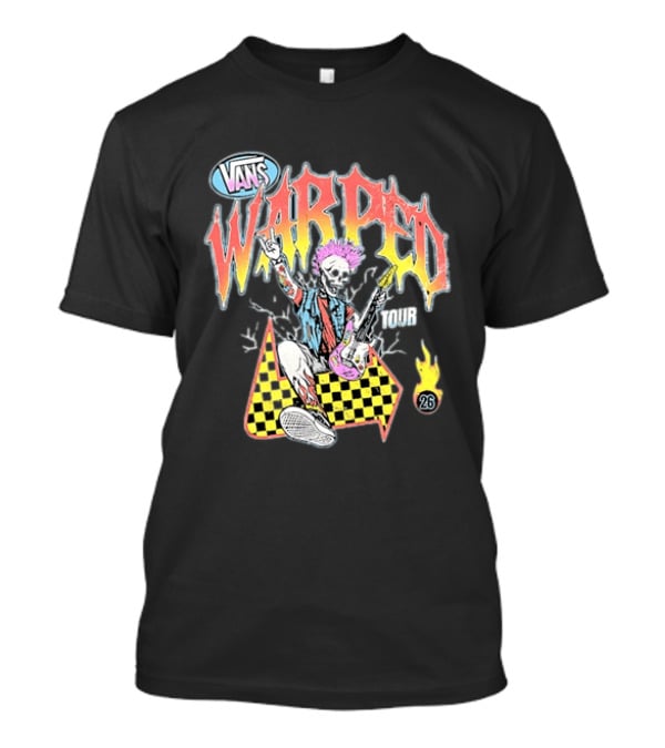 Vans Warped Tour 2026 Punk Rock Skeleton Guitarist With Colorful Mohawk T-Shirt