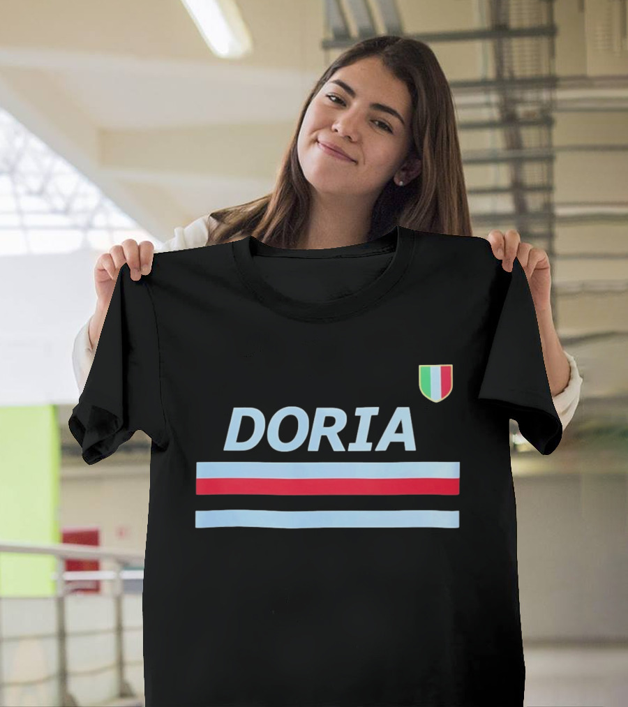 Doria Sampdoria Italian Football Blue Red Stripe Shield T-Shirt