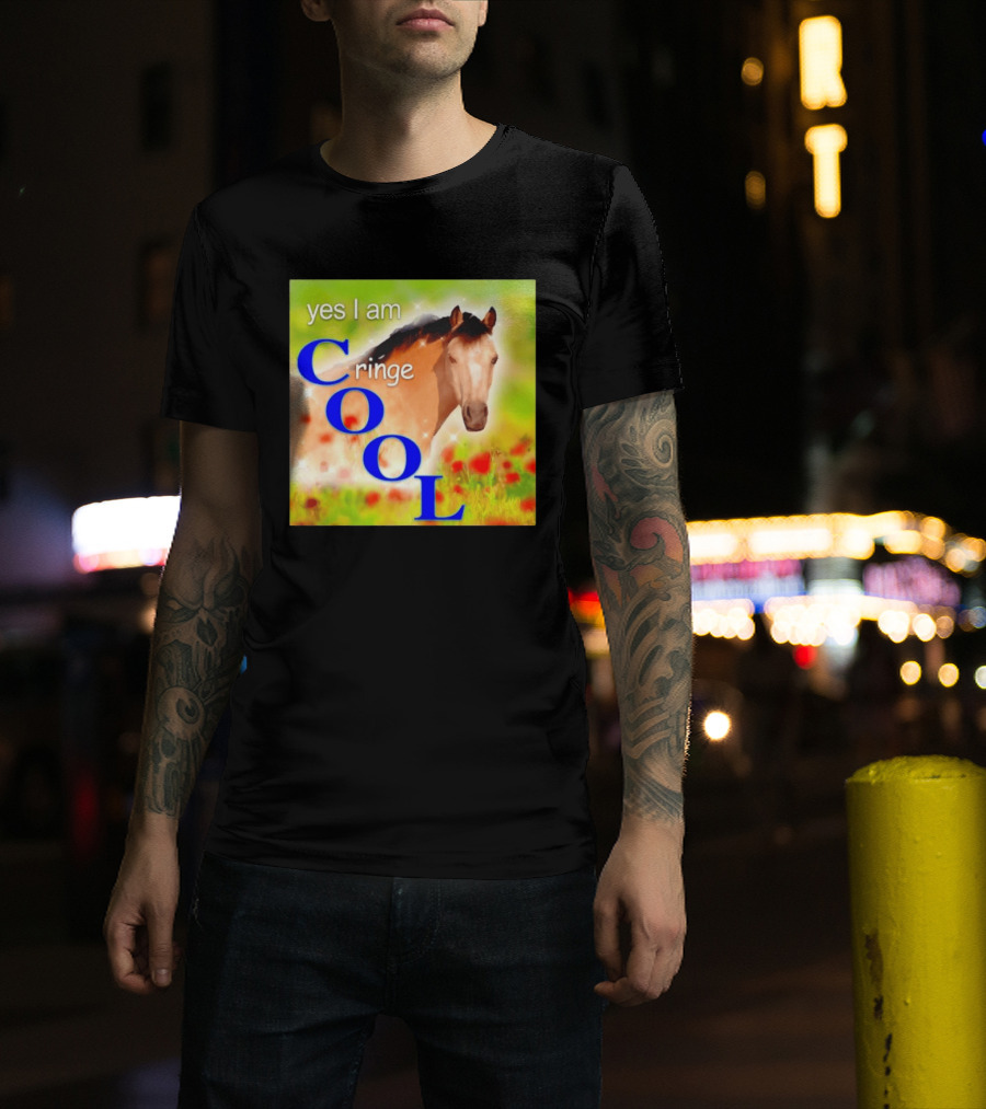 Yes I Am Cringe Cool Horse Meme Poppy Field T-Shirt