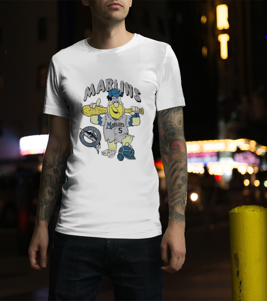 Barney Rubble Miami Marlins MLB Florida The Flintstones Baseball 5 T-Shirt