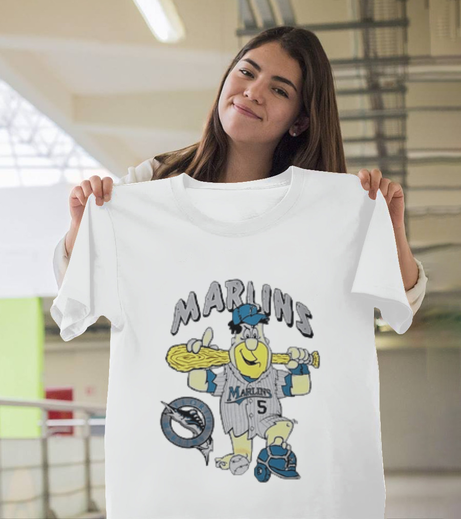 Barney Rubble Miami Marlins MLB Florida The Flintstones Baseball 5 T-Shirt