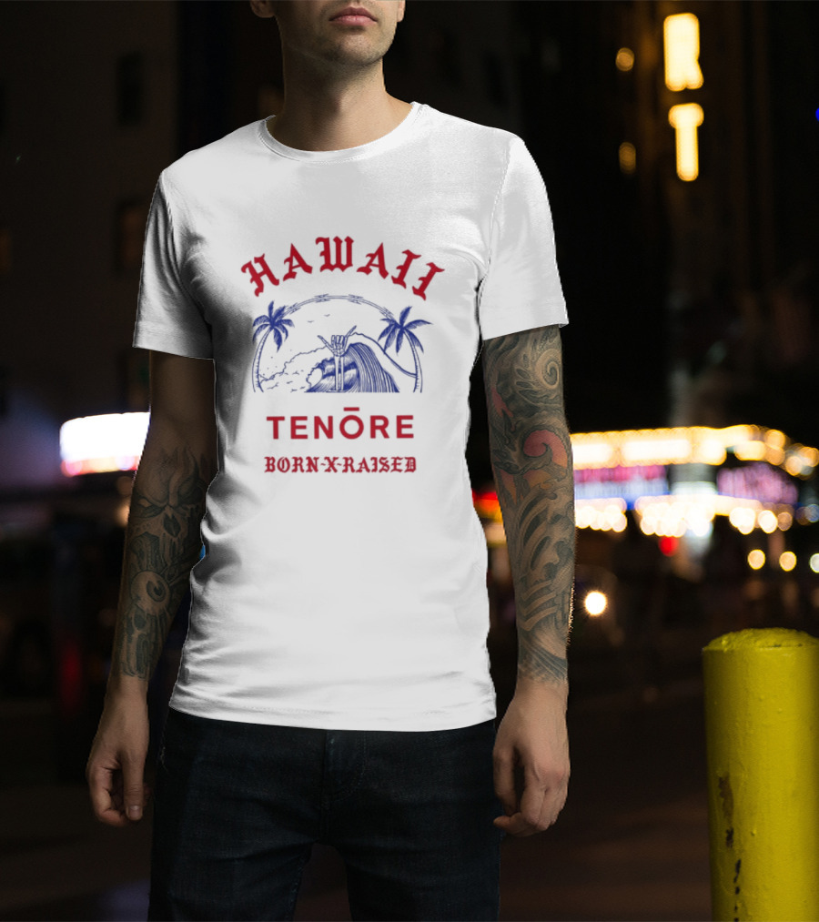 Hawaii Tenōre Born X Raised Wave And Palm Trees T-Shirt