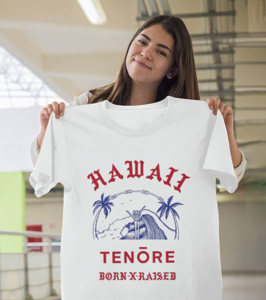 Hawaii Tenōre Born X Raised Wave And Palm Trees T-Shirt