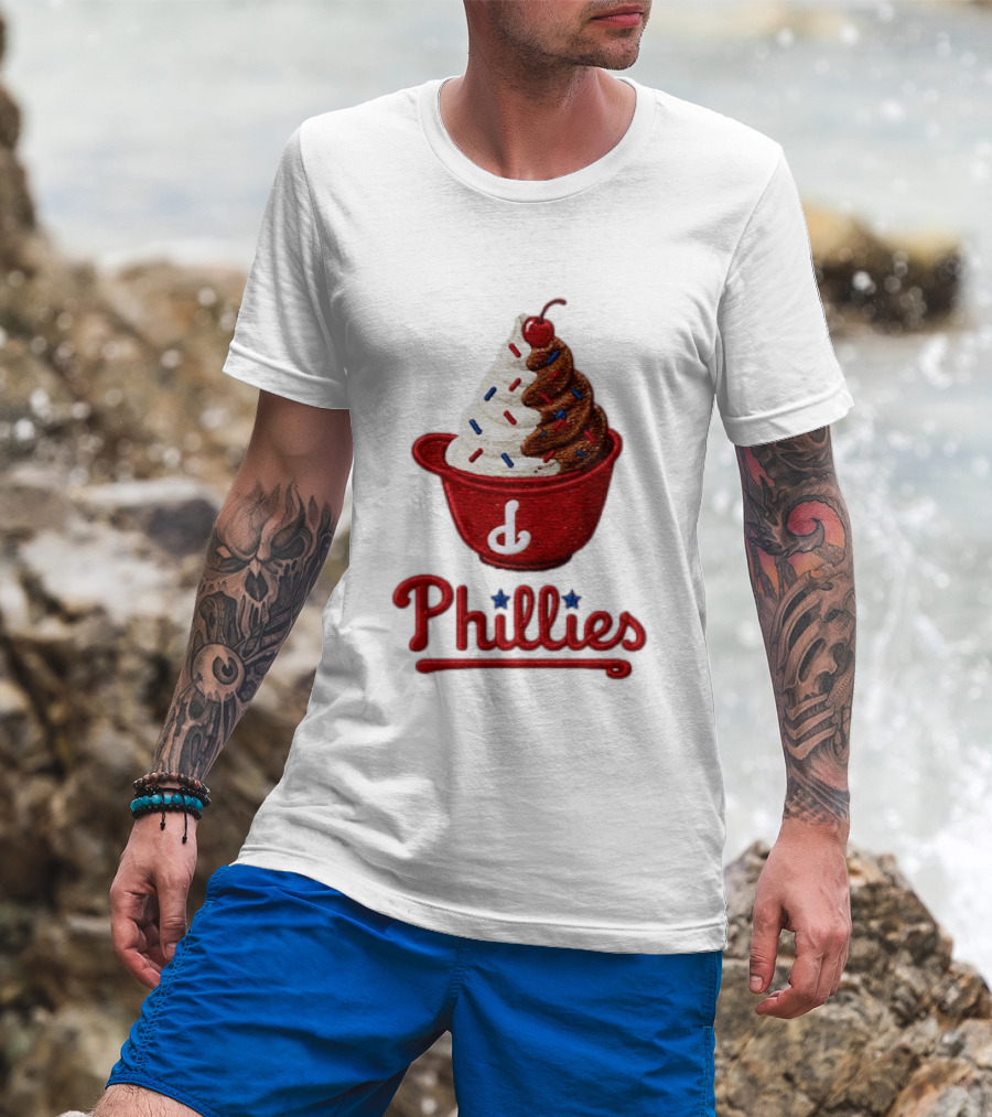 Philadelphia Phillies Ice Cream Sundae Embroidery Phillies T-Shirt