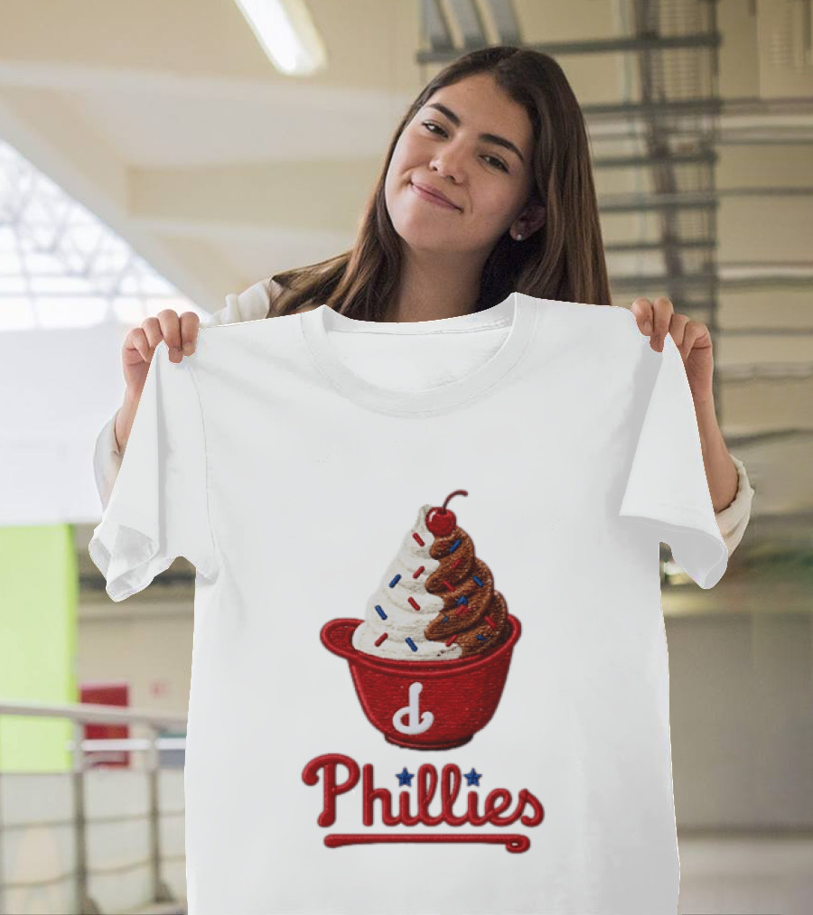 Philadelphia Phillies Ice Cream Sundae Embroidery Phillies T-Shirt