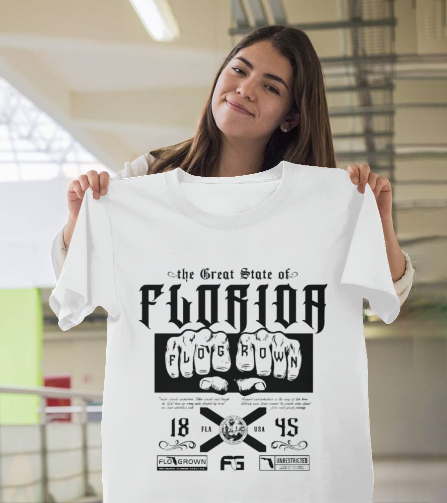 FloGrown The Great State Of Florida Unrestricted Lifestyle 1845 T-Shirt