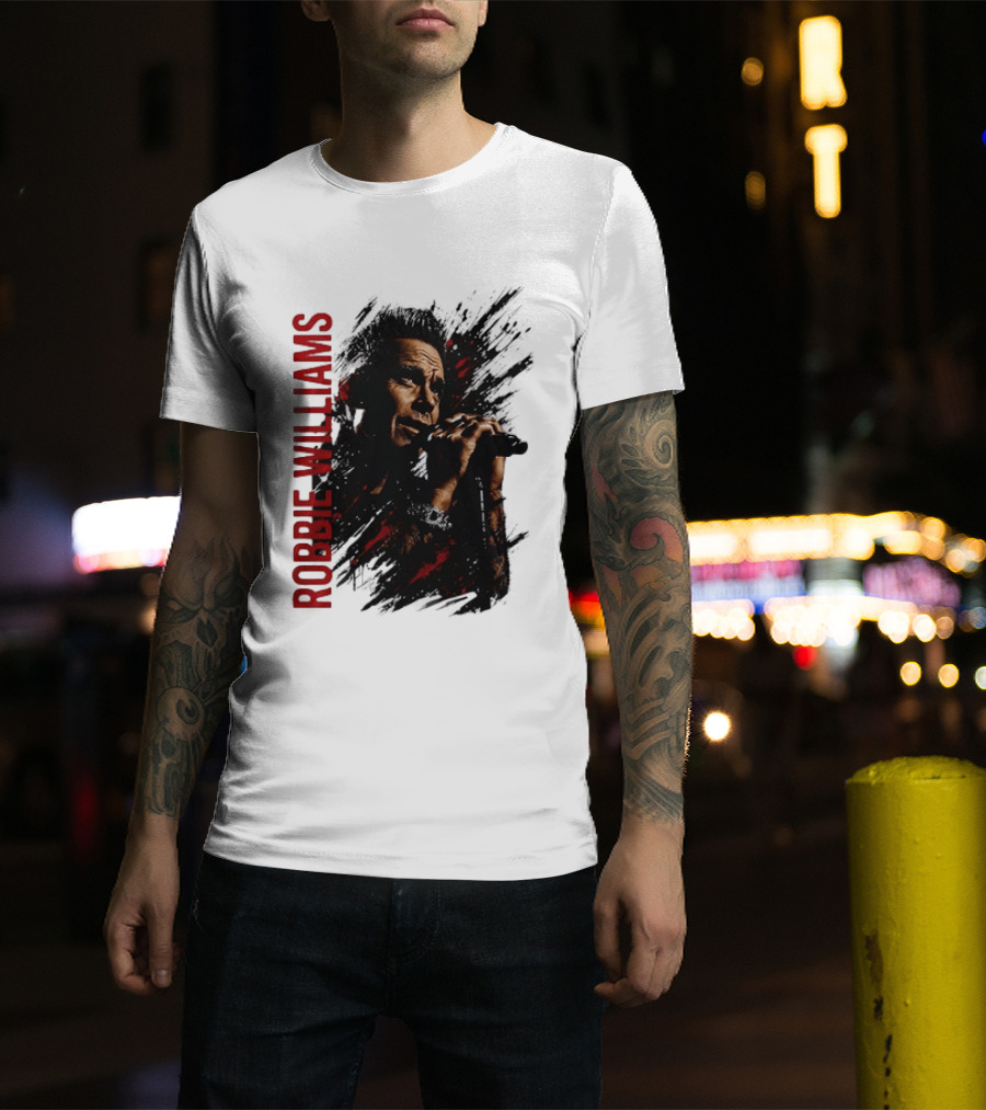 Robbie Williams Pop Star Singer Microphone Performance T-Shirt